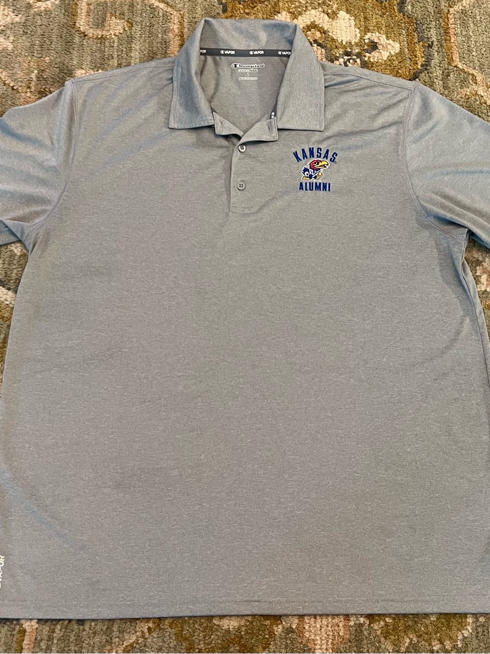 Kansas Jayhawks Champion Vapor Alumni Polo Shirt‎ Men’s Size Large Color Grey